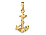 14k Yellow Gold 3D Anchor with Rope Pendant