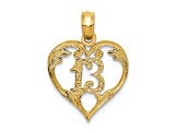 14k Yellow Gold Textured 13 in Heart Cut-out Pendant
