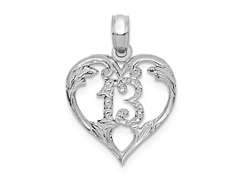Picture of Rhodium Over 14k White Gold Textured 13 in Heart Cut-out Pendant