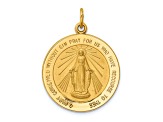 14K Yellow Gold Solid Polished and Satin Medium Round Miraculous Medal Pendant