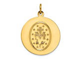 14K Yellow Gold Solid Polished and Satin Medium Round Miraculous Medal Pendant