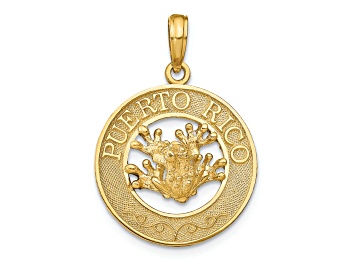 Picture of 14k Yellow Gold Textured Puerto Rico with Frog Pendant