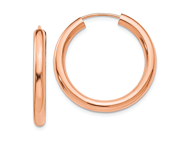 14k Rose Gold Polished 1" Endless Tube Hoop Earrings
