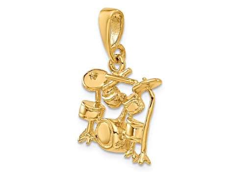 14K Yellow Gold Drum Charm/Pendant