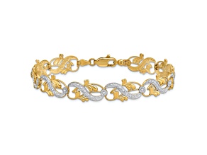 14K Two-tone Gold Diamond-Cut Fancy Link Bracelet