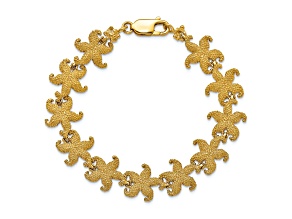 14k Yellow Gold Textured Puffed Starfish Link Bracelet