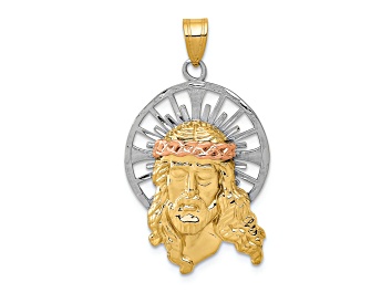 Picture of 14K Yellow, White and Rose Gold Diamond-cut Christ Charm