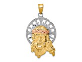 14K Yellow, White and Rose Gold Diamond-cut Christ Charm