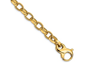 14k Yellow Gold 6.2mm Hand-polished Fancy Link Bracelet