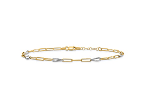 14K Two-tone Fancy Link with 1-inch Extension Anklet