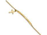 14k Yellow Gold Children's Polished Dangle Cross Bar Bracelet