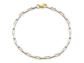 14K Two-tone Polished Fancy Box Links 7.5-inch Bracelet