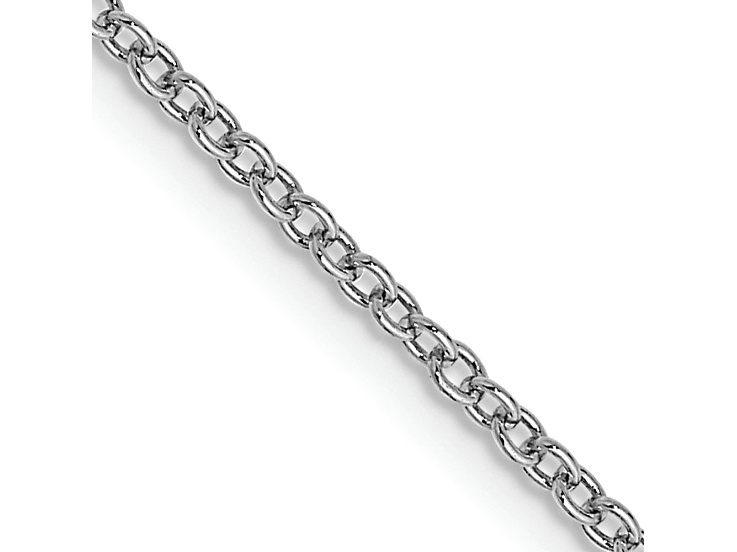 Rhodium Over 14k White Gold 1.4mm Solid Round Open Wide Link Cable 22 Inch Chain