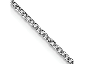 Rhodium Over 14k White Gold 1.4mm Solid Round Open Wide Link Cable 24 Inch Chain