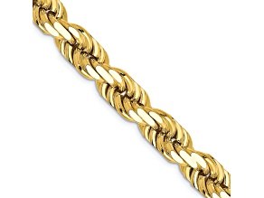 14k Yellow Gold 8mm Solid Diamond-Cut Rope 20 Inch Chain