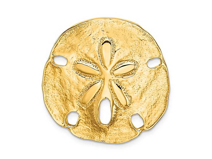 14k Yellow Gold Polished and Textured Fits up to 8mm on Both Small Sand Dollar Slide Pendant