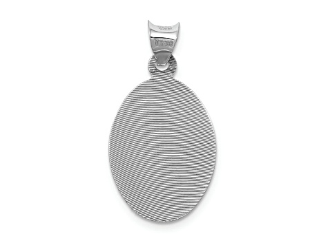 Rhodium Over 14K White Gold Our Lady of Guadalupe Semi-solid Oval Pendant