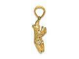14k Yellow Gold Textured Top View Frog Pendant