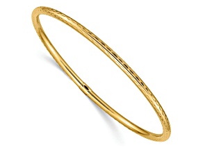 10k Yellow Gold 3mm Diamond-Cut Tube Slip-on Bangle