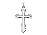 Rhodium Over 14k White Gold Polished and Satin Cross Pendant