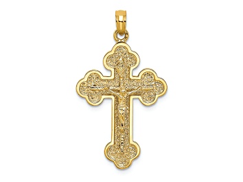 Picture of 14k Yellow Gold Textured Crucifix with Budded Tips Charm
