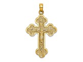 14k Yellow Gold Textured Crucifix with Budded Tips Charm