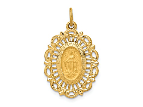 14K Yellow Gold Miraculous Medal Charm