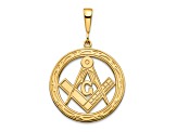 14k Yellow Gold Polished and Textured Large Masonic Symbol Pendant
