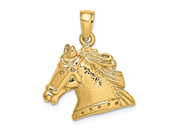 Picture of 14k Yellow Gold Textured Horse Head Charm