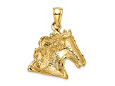 14k Yellow Gold Textured Horse Head Charm