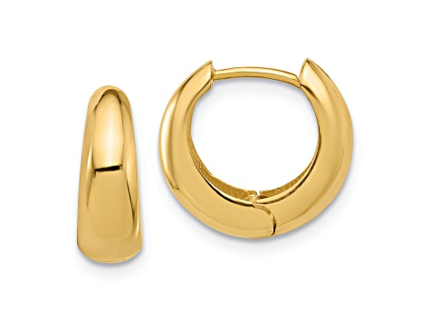 10k Yellow Gold 9/16" Polished Hinged Huggie Hoop Earrings