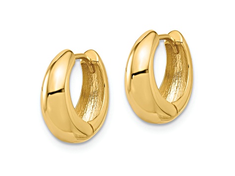 10k Yellow Gold 9/16" Polished Hinged Huggie Hoop Earrings