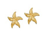 14k Yellow Gold Polished and Textured Starfish Stud Earrings