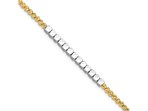 14K Two-tone Diamond-cut Beaded 7.5-inch Bracelet