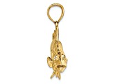 14k Yellow Gold Textured 3D Snook Fish Charm