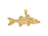14k Yellow Gold Textured 3D Snook Fish Charm
