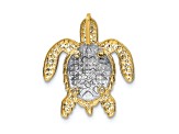 14k Yellow Gold and 14k White Gold Textured Turtle Slide Pendant