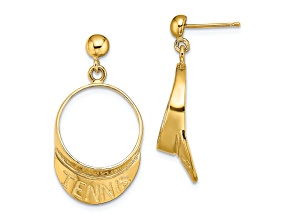 14K Yellow Gold 3D Tennis Visor Dangle Earrings