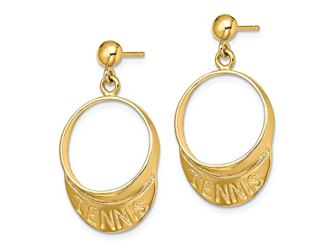 14K Yellow Gold 3D Tennis Visor Dangle Earrings - 14H23A | JTV.com