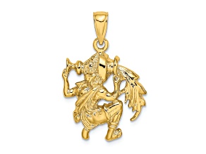 14k Yellow Gold 3D Textured Large Aquarius Zodiac pendant