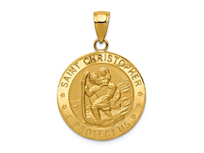 14K Yellow Gold Saint Christopher Medal Pendant
