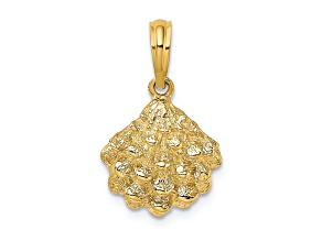 14k Yellow Gold Textured Oyster Shell Charm