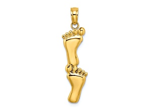 14K Yellow Gold Polished Double Vertical Feet Charm