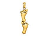 14K Yellow Gold Polished Double Vertical Feet Charm