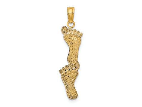 14K Yellow Gold Polished Double Vertical Feet Charm