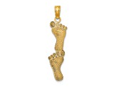 14K Yellow Gold Polished Double Vertical Feet Charm