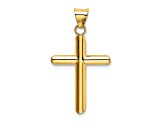 14k Yellow Gold 3D Polished Tube Cross Pendant