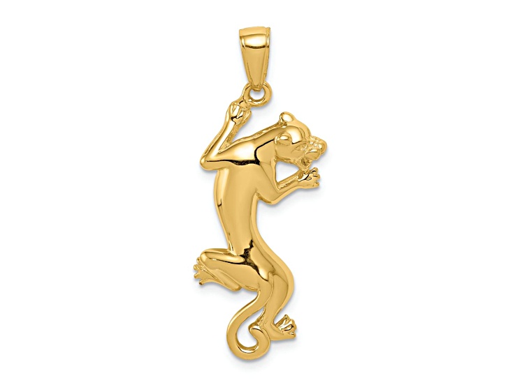 10K Yellow Gold Polished Panther Pendant