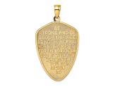 Rhodium Over 14K Two-tone Gold Cross Shield with Joshua 1:9 On Reverse Charm Pendant