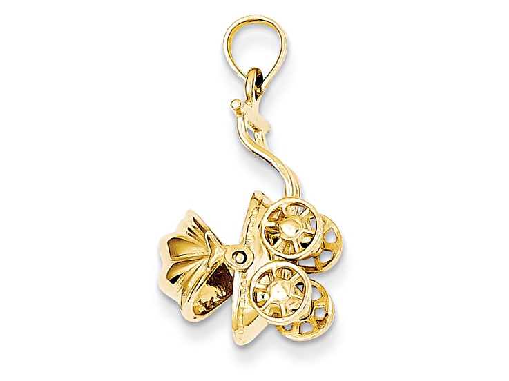 14k Yellow Gold 3D Baby Carriage Charm 14JQVA JTV